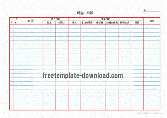 Excelで作成した現金出納帳