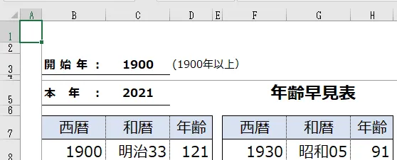 開始年の入力