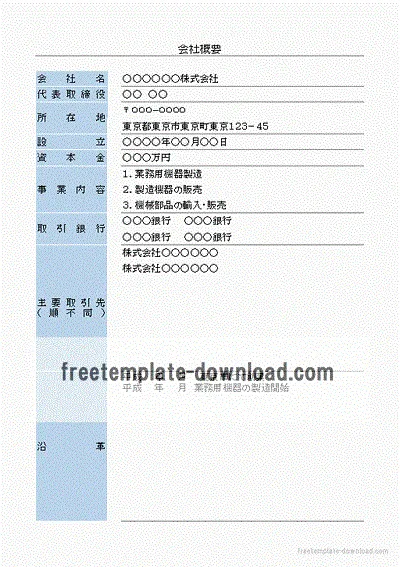 会社概要のテンプレート