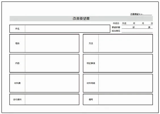 Excelで作成した改善要望書