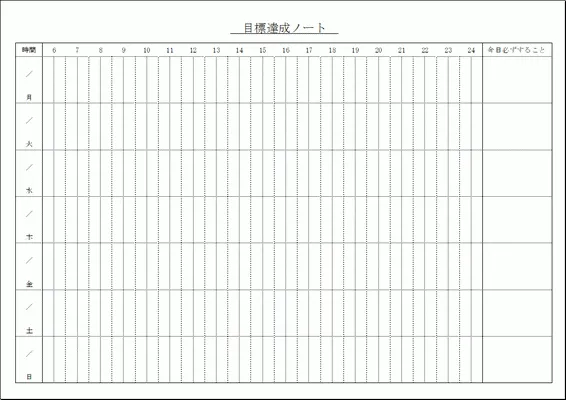 エクセルで作成した目標達成ノート