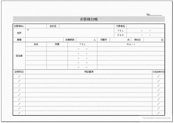 エクセルで作成したお客様台帳