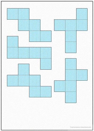 エクセルで作成した正六面体の展開図