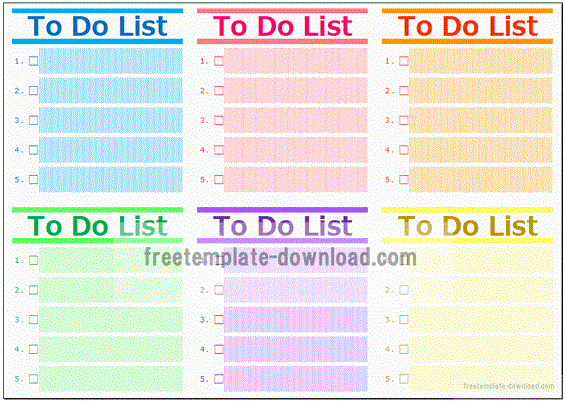 To Do List 4色と6色の２種類 フリーテンプレートダウンロード