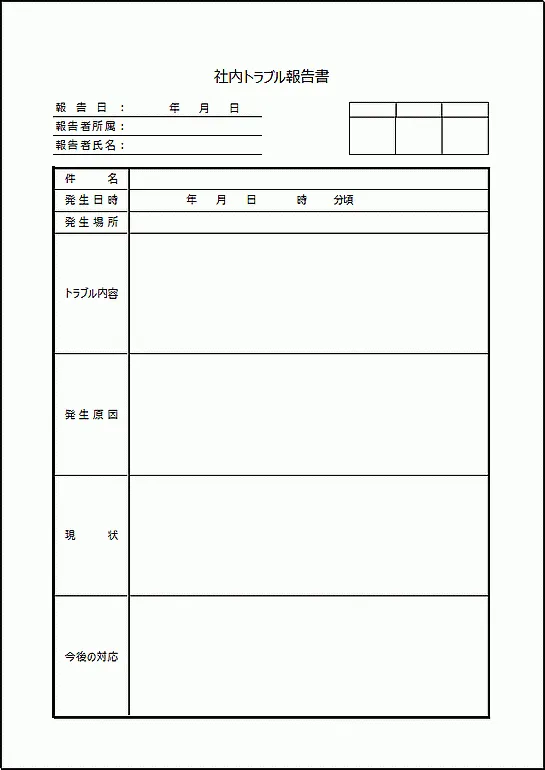 社内トラブル報告書のテンプレート