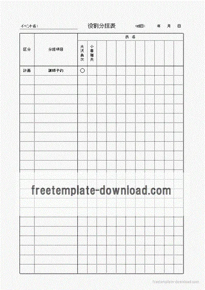 役割分担表のテンプレート